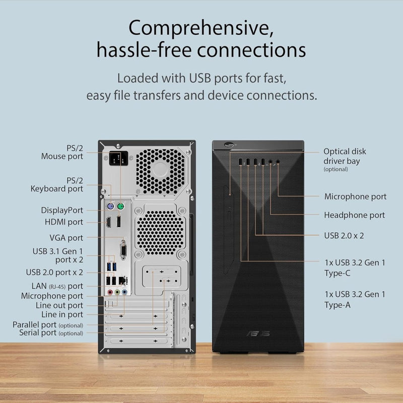 ASUS S501ME, CONSUMER TOWER PC, 13TH GEN, INTEL CORE I5 - 13400, (8GB/512GB PCIE SSD /WINDOWS 11 HOME/OFFICE 2021) S501ME - 513400054WS - SWIFT PERIPHERALS90PF0461-M00EZ0