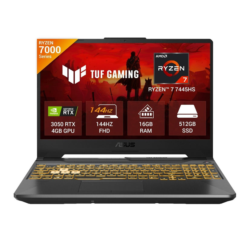 ASUS TUF GAMING A15 FA506NCG - HN200WS [R7 - 7445HS/16GB/512GB SSD/WIN11 HOME+MS24/15.6"/4GB - RTX3050 GRAPHICS/1 YEAR(S)/BLACK] - SWIFT PERIPHERALS1095104
