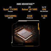 ASUS TUF GAMING A16 ADVANTAGE EDITION, GAMING LAPTOP, AMD RYZEN 7 7435HS, RADEON RX 7600S GPU (16GB/512GB/40.64 CMS (16) FHD+/WINDOWS 11 HOME) FA617NSR - RL083W - SWIFT PERIPHERALSFA617NSR-RL083W
