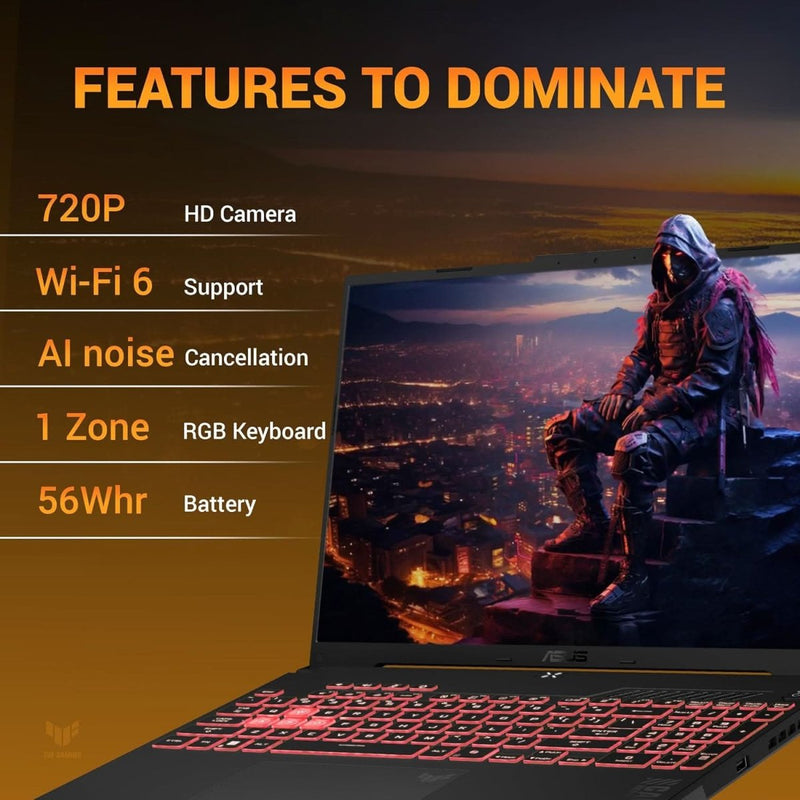 ASUS TUF Gaming A16 Gaming Laptop, AMD Ryzen 7 7445HS, 32GB, 1TB SSD, GeForce RTX 4050 - 6GB GDDR6 Laptop GPU, 16 Inch FHD+, Win 11, MS Office 2024, Mecha Gray, FA607NUG - RL191WS - SWIFT PERIPHERALS1096742
