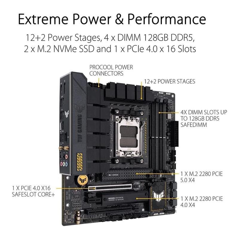 ASUS TUF GAMING B650M - Plus WIFI AMD AM5 Micro - ATX DDR5 Gaming Motherboard - SWIFT PERIPHERALS90MB1BF0-M0EAY0