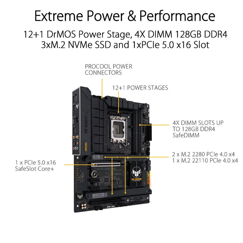 ASUS TUF GAMING B760 - PLUS WIFI D4 Intel B760 LGA 1700 ATX Gaming Motherboard - SWIFT PERIPHERALS90MB1DF0-M0IAY0