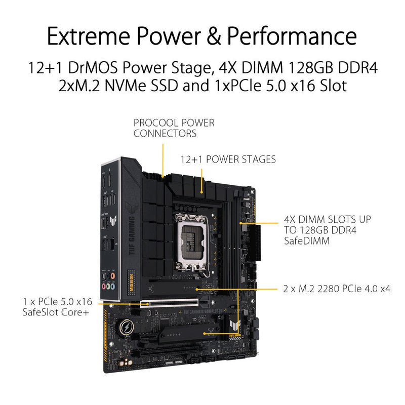 ASUS TUF GAMING B760M - PLUS D4 Intel B760 LGA 1700 Micro - ATX Gaming Motherboard - SWIFT PERIPHERALS90MB1DI0-M0IAY0
