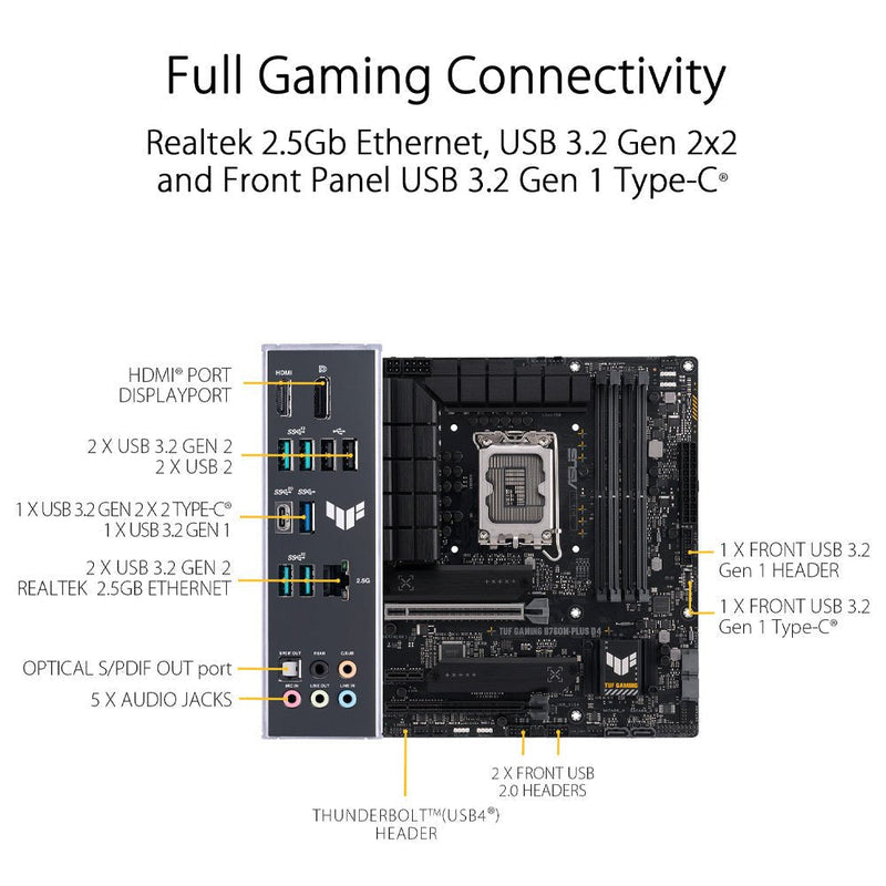ASUS TUF GAMING B760M - PLUS D4 Intel B760 LGA 1700 Micro - ATX Gaming Motherboard - SWIFT PERIPHERALS90MB1DI0-M0IAY0