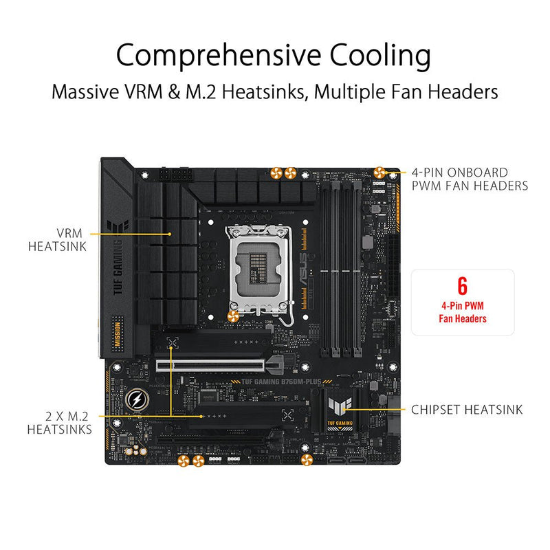 ASUS TUF GAMING B760M - PLUS Intel B760 LGA 1700 Micro - ATX DDR5 Motherboard - SWIFT PERIPHERALS90MB1ES0-M0IAY0