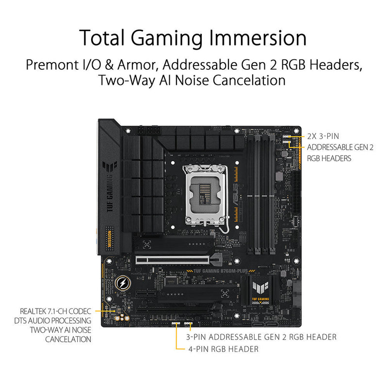 ASUS TUF GAMING B760M - PLUS Intel B760 LGA 1700 Micro - ATX DDR5 Motherboard - SWIFT PERIPHERALS90MB1ES0-M0IAY0