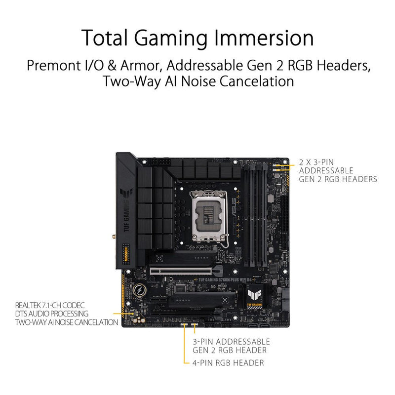 ASUS TUF GAMING B760M - PLUS WIFI II D4 LGA 1700 Micro - ATX Gaming Motherboard - SWIFT PERIPHERALS90MB1DG0-M0IAY0
