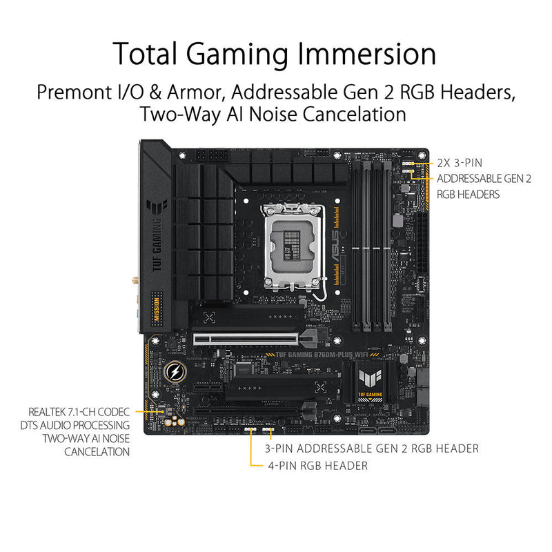 ASUS TUF GAMING B760M - PLUS WIFI II DDR5 Intel B760 LGA 1700 Micro - ATX Motherboard - SWIFT PERIPHERALS90MB1ET0-M0IAY0
