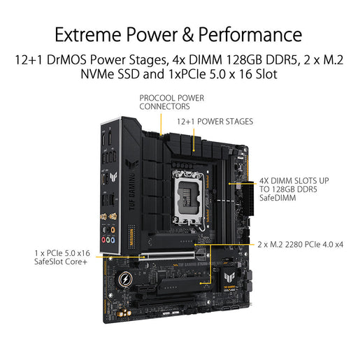 ASUS TUF GAMING B760M - PLUS WIFI II DDR5 Intel B760 LGA 1700 Micro - ATX Motherboard - SWIFT PERIPHERALS90MB1ET0-M0IAY0