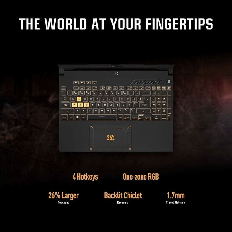 ASUS TUF GAMING F15 12TH GEN, INTEL CORE I7 - 12700H GAMING LAPTOP(NVIDIA RTX 3050 - 4GB/95W TGP/16GB RAM/512GB SSD/FHD/15.6 INCH/144HZ/RGB KB/90WHR/WINDOWS 11//JAEGER GRAY/2.20 KG) FX577ZC - HN193W - SWIFT PERIPHERALS90NR0GW2-M00UK0