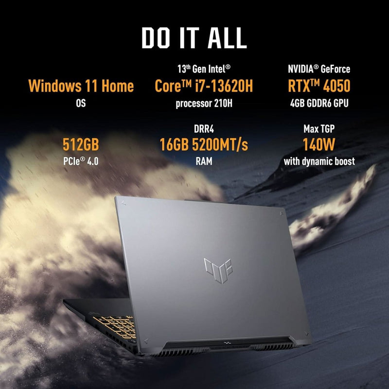 ASUS TUF GAMING F16 13TH GEN,INTEL CORE I7 - 13620H GAMING LAPTOP(NVIDIA RTX 4050 - 6GB/140W TGP/16GB/512GB/FHD+/16 INCH/144HZ/WINDOWS 11/M365 BASIC(1YEAR)*/OFFICE HOME 2024/MECHA GRAY/2.20 KG)FX677VU - RL155WS - SWIFT PERIPHERALS90NR0N06-M00AE0