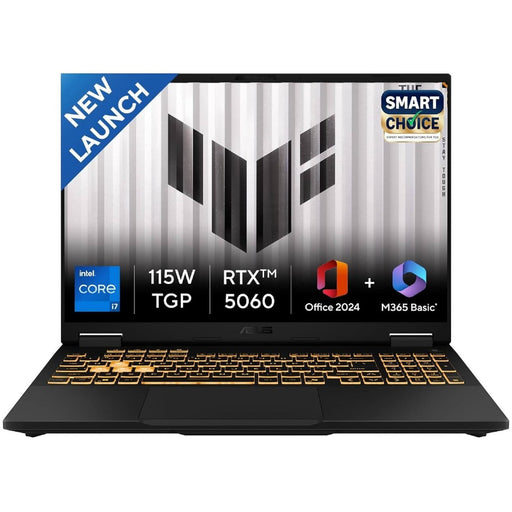 ASUS TUF Gaming F16, Gaming Laptop, Intel Core i7 14650HX, RTX 5060 GPU (16GB/1TB/40.64 cms (16) FHD+/Windows 11 Home/Office Home 2024 + M365 Basic (1 Year Validity) FX608JMR - RV049WS - SWIFT PERIPHERALS1095056
