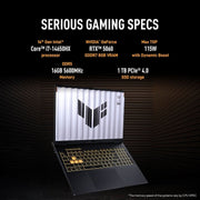 ASUS TUF Gaming F16, Gaming Laptop, Intel Core i7 14650HX, RTX 5060 GPU (16GB/1TB/40.64 cms (16) FHD+/Windows 11 Home/Office Home 2024 + M365 Basic (1 Year Validity) FX608JMR - RV049WS - SWIFT PERIPHERALS1095056