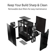 Asus TUF Gaming GT301 Mid - Tower Compact Case with 3 Pre - Installed 120mm Aura Sync ARGB Fans - SWIFT PERIPHERALSATCH-GT301
