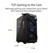 Asus TUF Gaming GT301 Mid - Tower Compact Case with 3 Pre - Installed 120mm Aura Sync ARGB Fans - SWIFT PERIPHERALSATCH-GT301