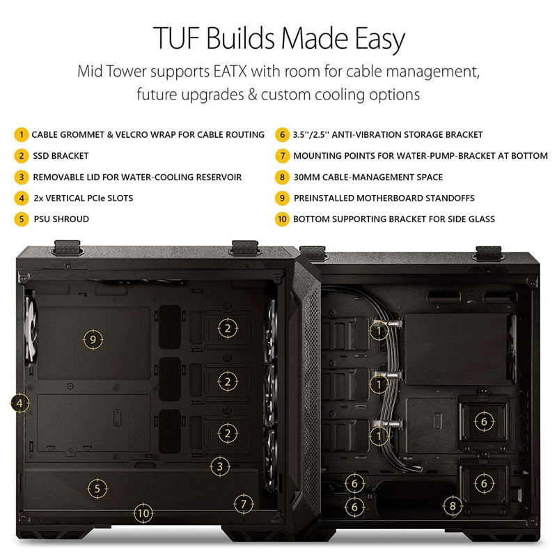 ASUS TUF GAMING GT501 MID - TOWER E - ATX CABINET BLACK - SWIFT PERIPHERALS106279