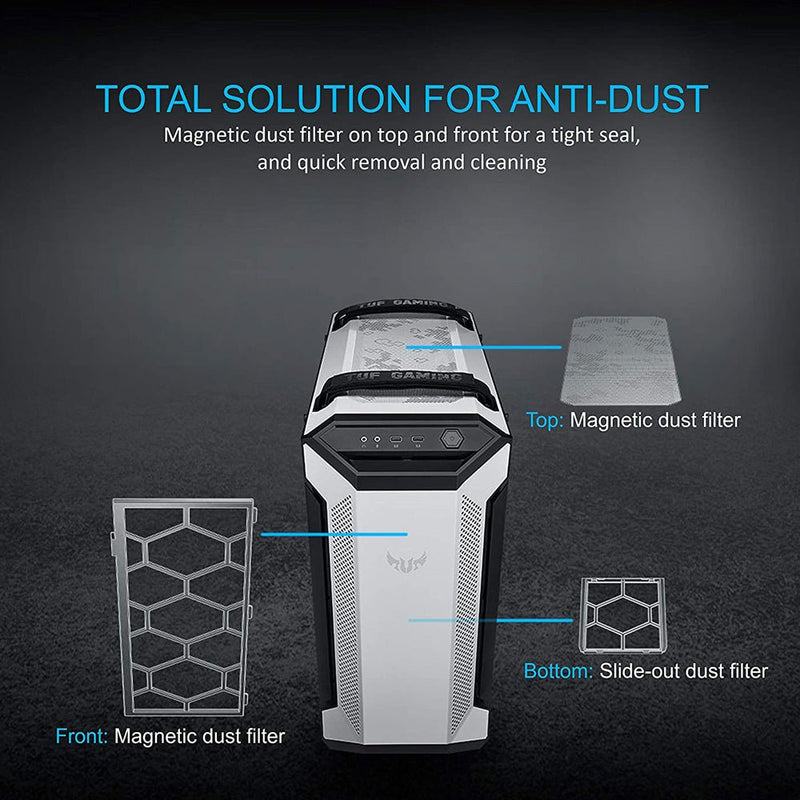 ASUS TUF Gaming GT501 White Edition E - ATX Mid Tower Cabinet with Three RGB 120mm Fans - SWIFT PERIPHERALSTUF-GT501-WHITE