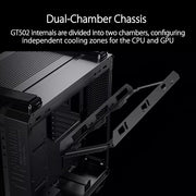 ASUS TUF Gaming GT502 Gaming Case ATX Mid Tower (Dual Chamber Design, Tool - Free Side Panels, USB 3.2 Gen 2 Type - C Front Panel, 4 ARGB Case Fans) - SWIFT PERIPHERALSGT502-Black