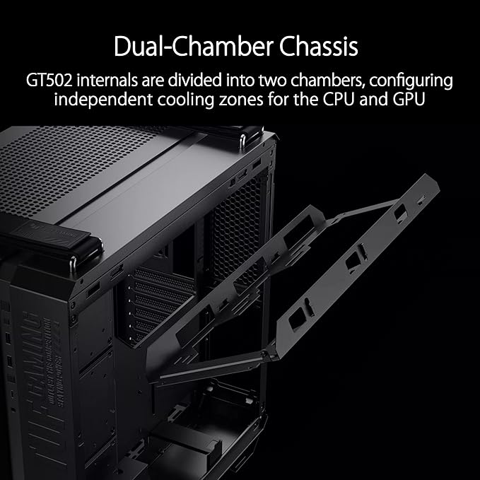ASUS TUF Gaming GT502 Gaming Case ATX Mid Tower (Dual Chamber Design, Tool - Free Side Panels, USB 3.2 Gen 2 Type - C Front Panel, 4 ARGB Case Fans) - SWIFT PERIPHERALSGT502-Black