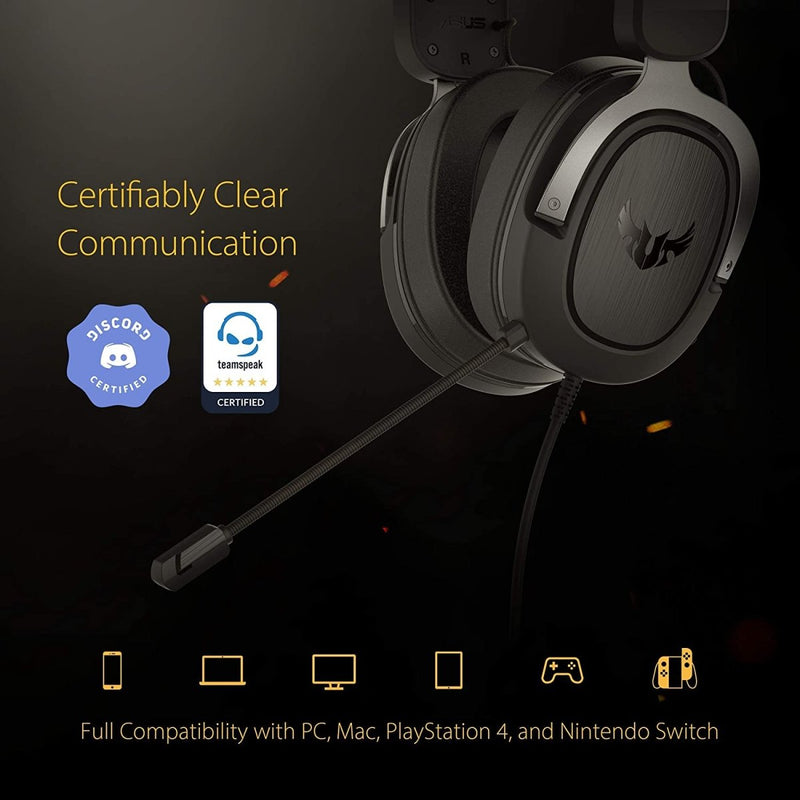 Asus TUF Gaming H3 Gaming Headset Silver with Deep bass and Virtual 7.1 Surround Sound - SWIFT PERIPHERALSTUF-GAMING-H3