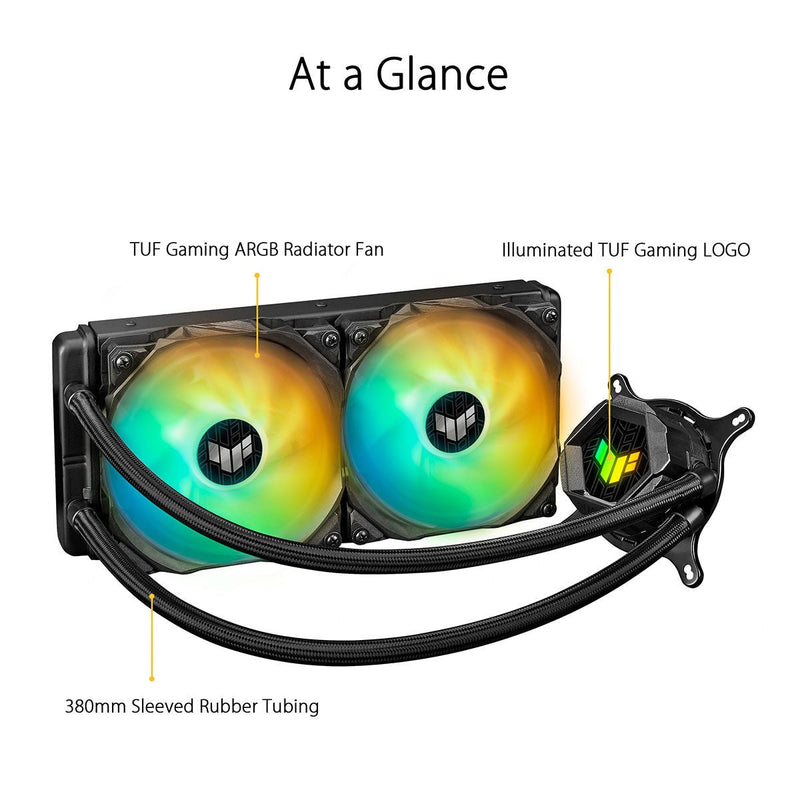 ASUS TUF GAMING LC 240 ARGB AIO 240mm CPU Liquid Cooler with PWM Fans and IP5X Dust Resistance - SWIFT PERIPHERALS90RC00G1-M0UAY0