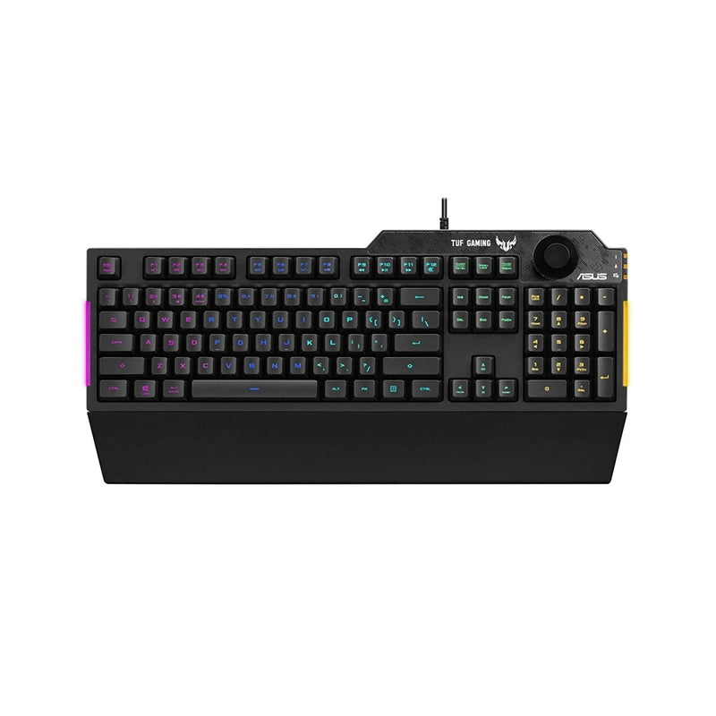 ASUS TUF K1 Gaming RGB Spill - Resistant Keyboard with Dedicated Volume Knob and Detachable Wrist Rest - SWIFT PERIPHERALSTUF-GAMING-K1