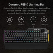 ASUS TUF K1 Gaming RGB Spill - Resistant Keyboard with Dedicated Volume Knob and Detachable Wrist Rest - SWIFT PERIPHERALSTUF-GAMING-K1