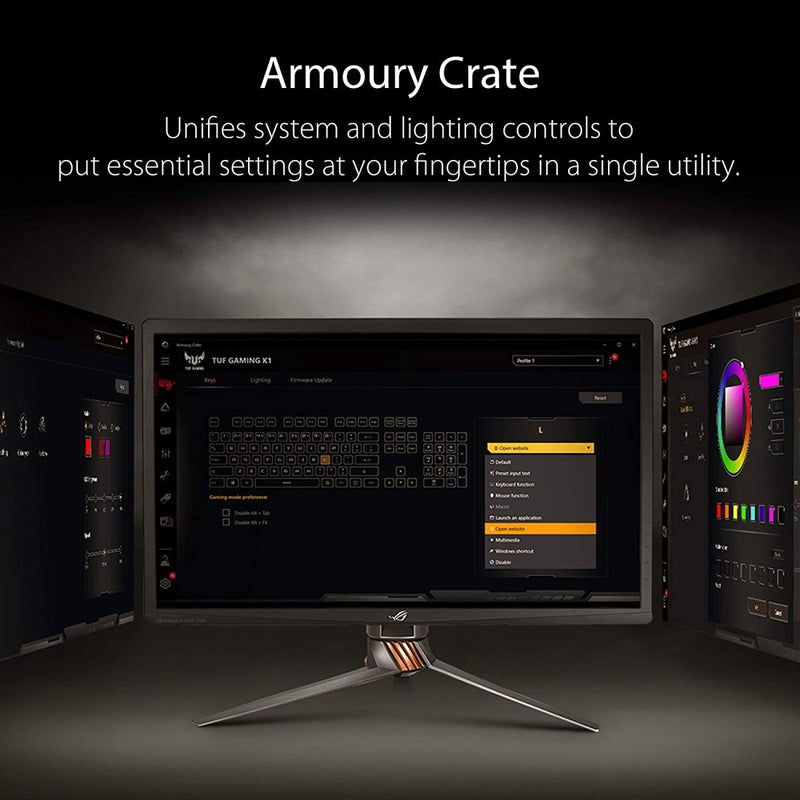 ASUS TUF K1 Gaming RGB Spill - Resistant Keyboard with Dedicated Volume Knob and Detachable Wrist Rest - SWIFT PERIPHERALSTUF-GAMING-K1