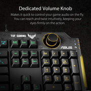 ASUS TUF K1 Gaming RGB Spill - Resistant Keyboard with Dedicated Volume Knob and Detachable Wrist Rest - SWIFT PERIPHERALSTUF-GAMING-K1