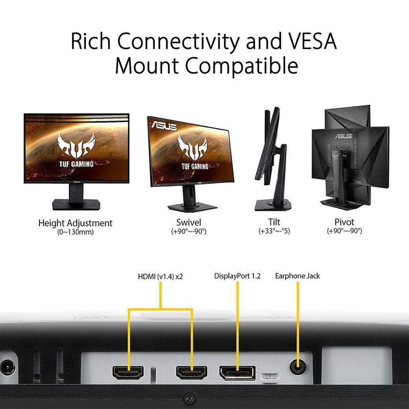 ASUS TUF VG279QR 27 - inch Full HD Gaming Monitor with 1ms Response Time and 165Hz Refresh Rate - SWIFT PERIPHERALSVG279QR