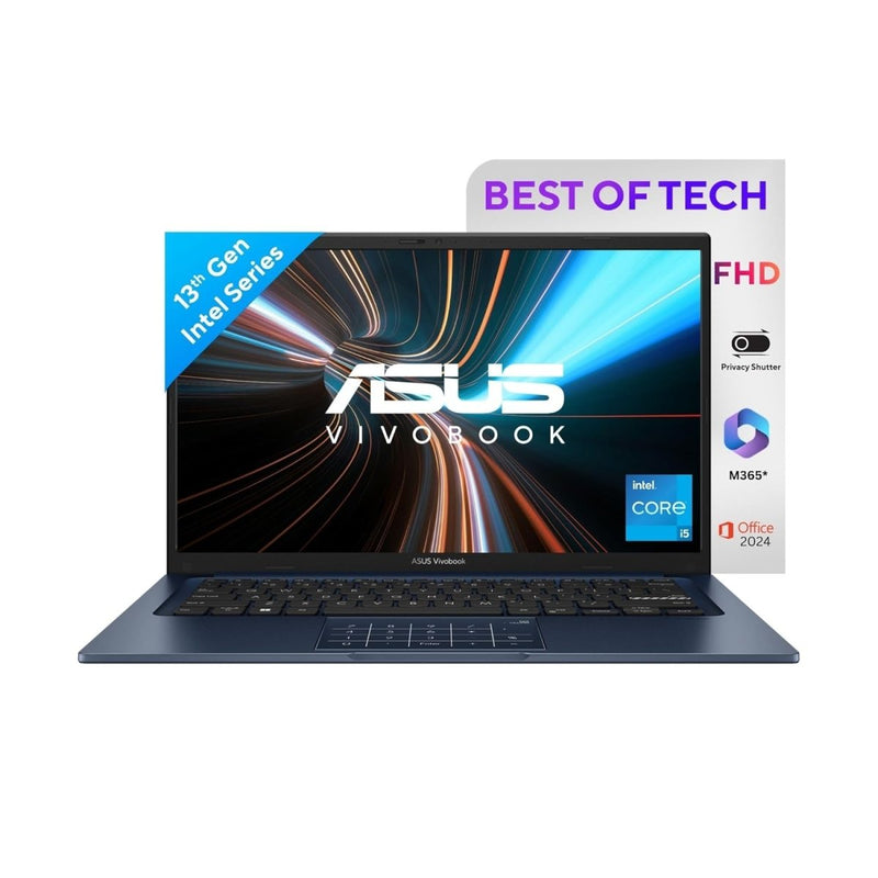 ASUS VIVOBOOK 14, 14" FHD (1920 X 1080), INTEL CORE I5 - 1334U PROCESSOR,(16GB RAM/512GB SSD/INTEL IRIS X? IGPU/WINDOWS 11/M365 BASIC (1YEAR)*/OFFICE HOME 2024/BLUE/1.40 KG),X1404VA - NK790WS - SWIFT PERIPHERALS90NB10I1-M018N0