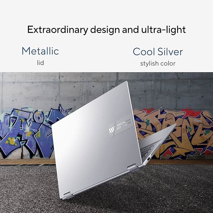 ASUS VIVOBOOK 14 FLIP INTEL CORE I5 - 1335U / 16GB (8*2) DDR4 / 512GB PCIE 4.0 SSD / 14.0 - INCH / WUXGA (1920 X 1200) 16:10 /TRANSPARENT SILVER / FINGERPRINT / BACKLIT KB / WIN 11 HOME / MS OFFICE / STYLUS LAPTOP TP3402VAB - LZ542WS - SWIFT PERIPHERALS90NB10W2-M005B0