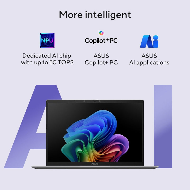 ASUS VIVOBOOK 14 M1407KA - LY131WS [AI R5 - 330/16GB/512GB SSD/WIN11 HOME+MS24/14.0"/INTEGRATED GRAPHICS/1 YEAR(S)/SILVER] - SWIFT PERIPHERALS1095738
