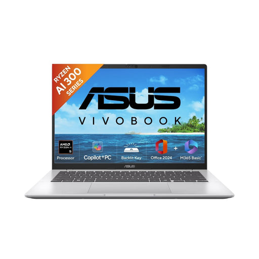ASUS VIVOBOOK 14 M1407KA - LY131WS [AI R5 - 330/16GB/512GB SSD/WIN11 HOME+MS24/14.0"/INTEGRATED GRAPHICS/1 YEAR(S)/SILVER] - SWIFT PERIPHERALS1095738