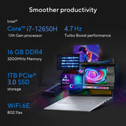 ASUS VIVOBOOK 14X FOR CREATOR, INTEL H - SERIES INTEL CORE I7 12TH GEN 12650H - (16 GB/1 TB SSD/WINDOWS 11 HOME/4 GB GRAPHICS) K3405ZF - LY752WS THIN AND LIGHT LAPTOP (14 INCH, COOL SILVER, 1.45 KG, WITH MS OFFICE) - SWIFT PERIPHERALS90NB11H2-M006W0