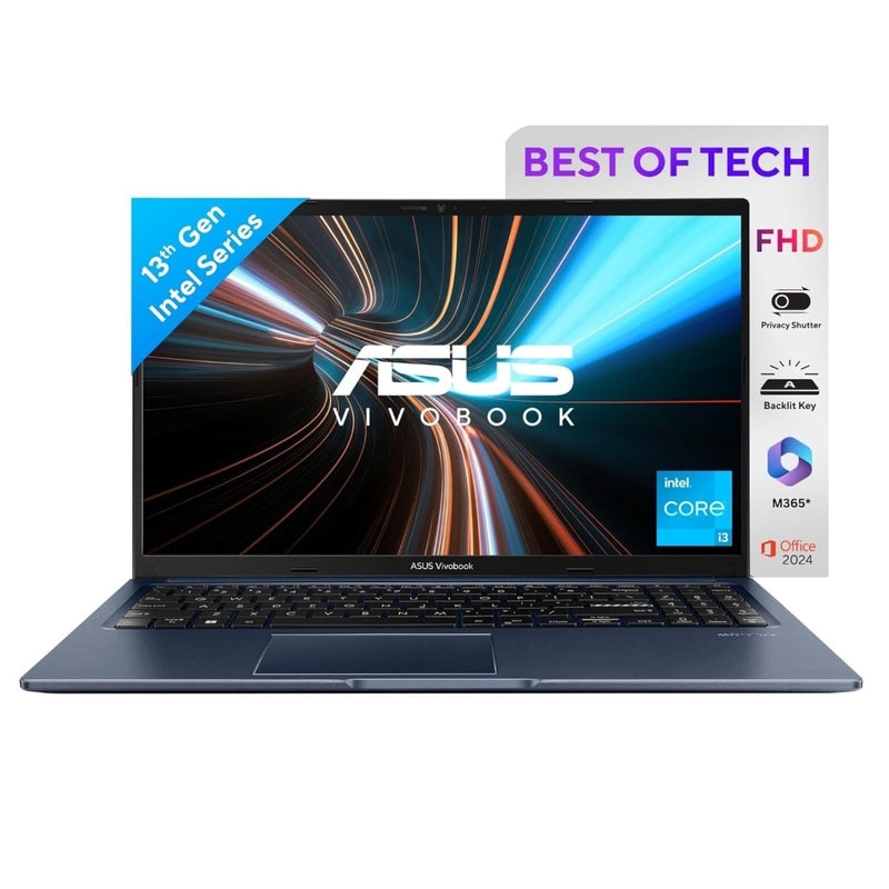 ASUS VIVOBOOK 15, 15.6" FHD (1920 X 1080), INTEL CORE I3 - 1315U, (8GB RAM/512GB SSD/INTEL UHD IGPU/WINDOWS 11/M365 BASIC (1YEAR)*/OFFICE HOME 2024/QUIET BLUE/1.7 KG), X1504VA - NJ3321WS - SWIFT PERIPHERALS1094844