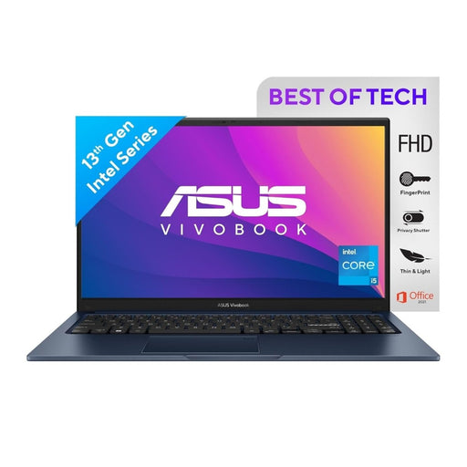 ASUS VIVOBOOK 15 (2023), INTEL CORE I5 - 1335U 13TH GEN, THIN AND LIGHT LAPTOP, 15.6" (39.62 CMS) FHD, (8GB RAM /512GB SSD/INTEL IRIS X?/WINDOWS 11/OFFICE 2021/FINGERPRINT/BLUE/1.7 KG), X1504VA - NJ523WS - SWIFT PERIPHERALS90NB10J1-M00CV0