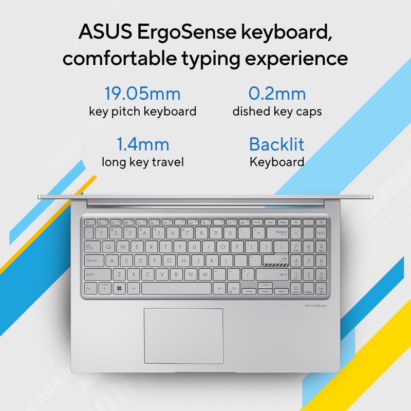 ASUS VIVOBOOK 15 INTELCORE I5 - 1235U / 8GB (4*2) DDR4 / 512GB PCIE 4.0 SSD / 15.6 - INCH / FHD (1920 X 1080) 16:9 /COOL SILVER /BACKLIT KB / WIN 11 HOME / MS OFFICE LAPTOP X1504ZA - NJ522WS - SWIFT PERIPHERALS1085764