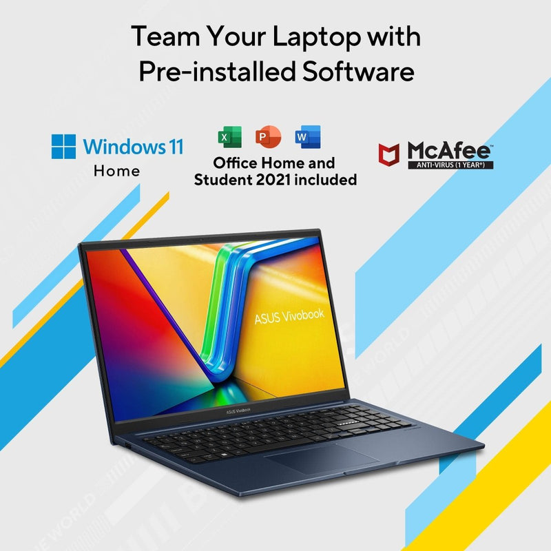 ASUS VIVOBOOK 15, LIGHT WEIGHT LAPTOP, INTEL CORE I3 - 1215U (16GB/512GB/INTEL UHD GRAPHICS/15.6 INCH FHD/WINDOWS 11 HOME) X1504ZA - NJ341WS - SWIFT PERIPHERALS90NB1021-M028J0