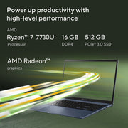 ASUS VIVOBOOK 15 M1502YA - BQ989WS [R7 - 7730U/16GB/512GB SSD/WIN11 HOME+MS24/15.6"/INTEGRATED GRAPHICS/1 YEAR(S)/BLUE] - SWIFT PERIPHERALS1095074
