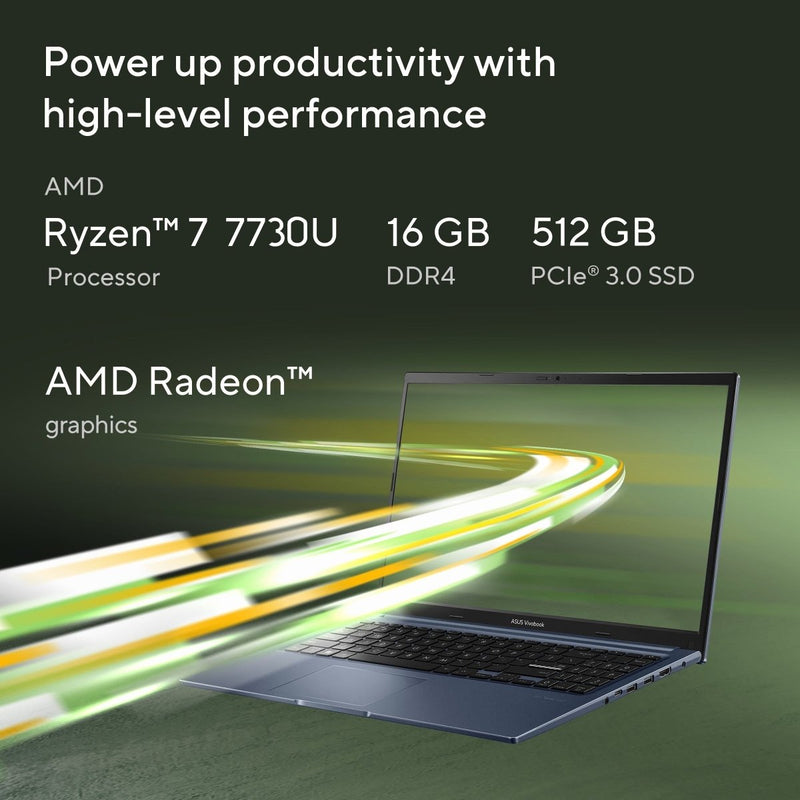 ASUS VIVOBOOK 15 M1502YA - BQ989WS [R7 - 7730U/16GB/512GB SSD/WIN11 HOME+MS24/15.6"/INTEGRATED GRAPHICS/1 YEAR(S)/BLUE] - SWIFT PERIPHERALS1095074