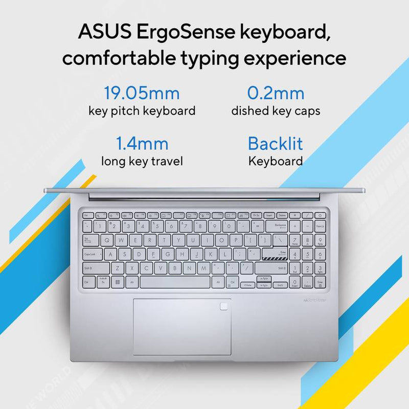 ASUS VIVOBOOK 15 OLED INTEL CORE I5 13TH GEN 1335U - (16 GB/512 GB SSD/WINDOWS 11 HOME) X1505VAU - LK544WS THIN AND LIGHT LAPTOP (15.6 INCH, TRANSPARENT SILVER, 1.70 KG, WITH MS OFFICE) - SWIFT PERIPHERALS90NB10P2-M00AE0