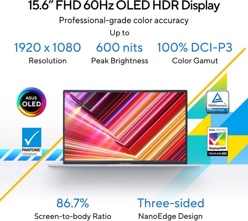 ASUS VIVOBOOK 15 OLED INTEL CORE I5 13TH GEN 1335U - (16 GB/512 GB SSD/WINDOWS 11 HOME) X1505VAU - LK544WS THIN AND LIGHT LAPTOP (15.6 INCH, TRANSPARENT SILVER, 1.70 KG, WITH MS OFFICE) - SWIFT PERIPHERALS90NB10P2-M00AE0