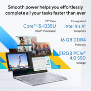ASUS VIVOBOOK 15 OLED INTEL CORE I5 13TH GEN 1335U - (16 GB/512 GB SSD/WINDOWS 11 HOME) X1505VAU - LK544WS THIN AND LIGHT LAPTOP (15.6 INCH, TRANSPARENT SILVER, 1.70 KG, WITH MS OFFICE) - SWIFT PERIPHERALS90NB10P2-M00AE0