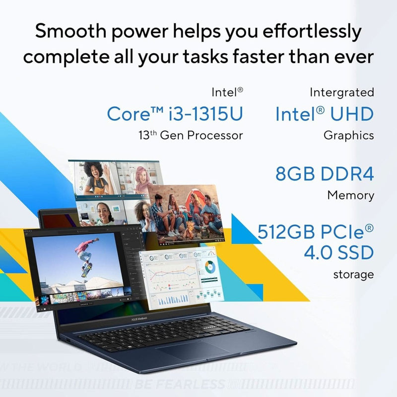 ASUS VIVOBOOK 15 X1504VA - NJ323WS [CI3 - 1315U 13TH GEN/8GB/512GB SSD/WIN11 HOME+MSO/15.6 INCH/INTEGRATED GRAPHICS /1 YEAR(S)/BLUE] - SWIFT PERIPHERALS1091388