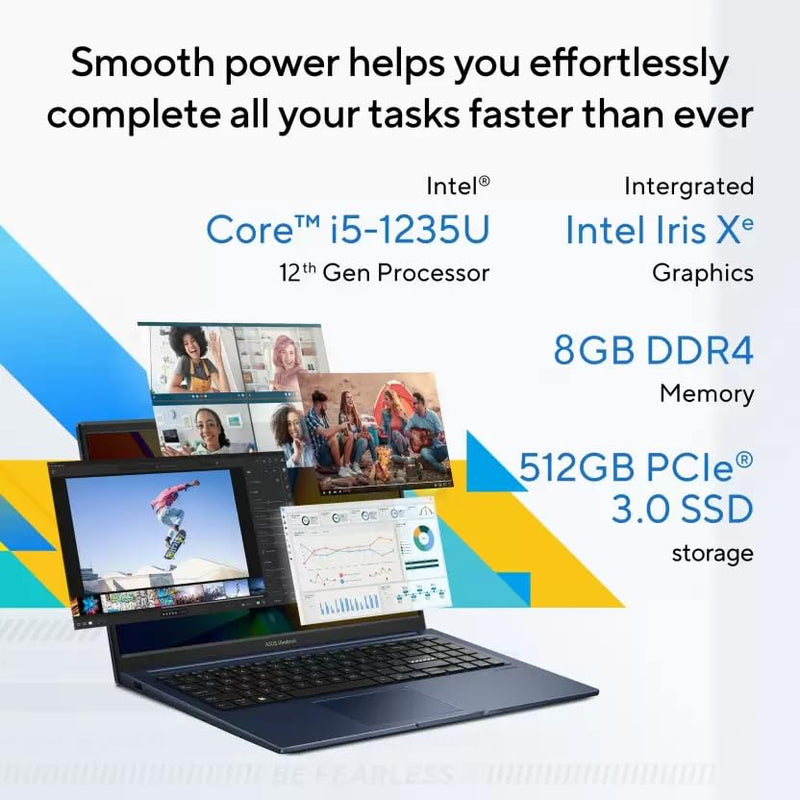 ASUS VIVOBOOK 15 X1504ZA - NJ549WS [CI5 - 1235U 12TH GEN/16GB/512GB SSD/WIN11 HOME+MSO/15.6 INCH/INTEGRATED GRAPHICS /1 YEAR(S)/BLUE/FPR] - SWIFT PERIPHERALS1091673