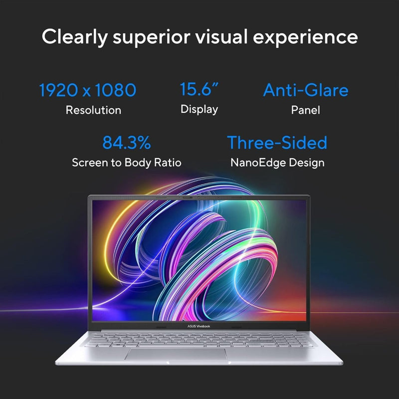 ASUS VIVOBOOK 15X INTEL CORE I5 - 1335U / 16GB (8*2) DDR4 / 512GB PCIE 4.0 SSD / 15.6 - INCH / FHD (1920 X 1080) 16:9 /COOL SILVER /BACKLIT KB / WIN 11 HOME / MS OFFICE LAPTOP K3504VAB - NJ542WS - SWIFT PERIPHERALS90NB10A2-M00810