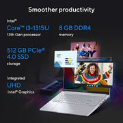 ASUS VIVOBOOK 15X, LIGHT WEIGHT LAPTOP, 13TH GEN INTEL CORE I3 - 1315U (8GB/512GB/INTEL UHD GRAPHICS/39.62 CMS (15.6) FHD/WIN 11 HOME) K3504VAB - NJ322WS - SWIFT PERIPHERALS90NB10A2-M007Y0