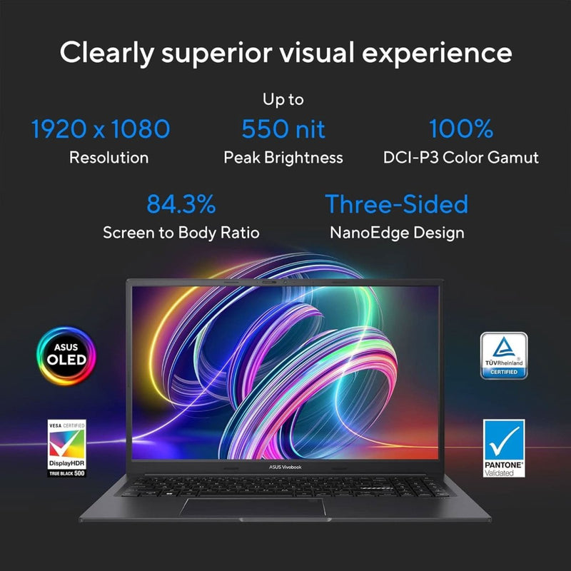 ASUS VIVOBOOK 15X OLED (2023), INTEL CORE I5 - 1340P 13TH GEN, 15.6 INCH (39.62 CM) FHD OLED, THIN & LIGHT LAPTOP (16GB/1TB SSD/IRIS X? GRAPHICS/WIN 11/OFFICE 2021/BLACK/1.6 KG), K3504VA - LK551WS - SWIFT PERIPHERALS90NB10A1-M007V0