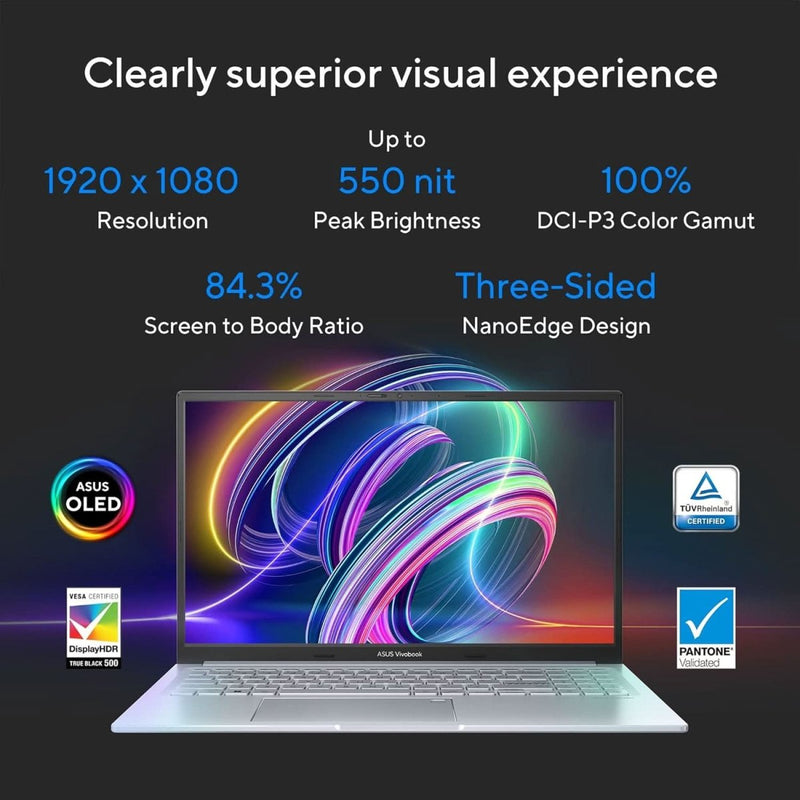 ASUS VIVOBOOK 15X OLED (2023), INTEL CORE I5 - 1340P 13TH GEN, 15.6 INCH (39.62 CM) FHD OLED, THIN & LIGHT LAPTOP (16GB/1TB SSD/IRIS X? GRAPHICS/WIN 11/OFFICE 2021/SILVER/1.6 KG), K3504VA - LK552WS - SWIFT PERIPHERALS90NB10A2-M007W0